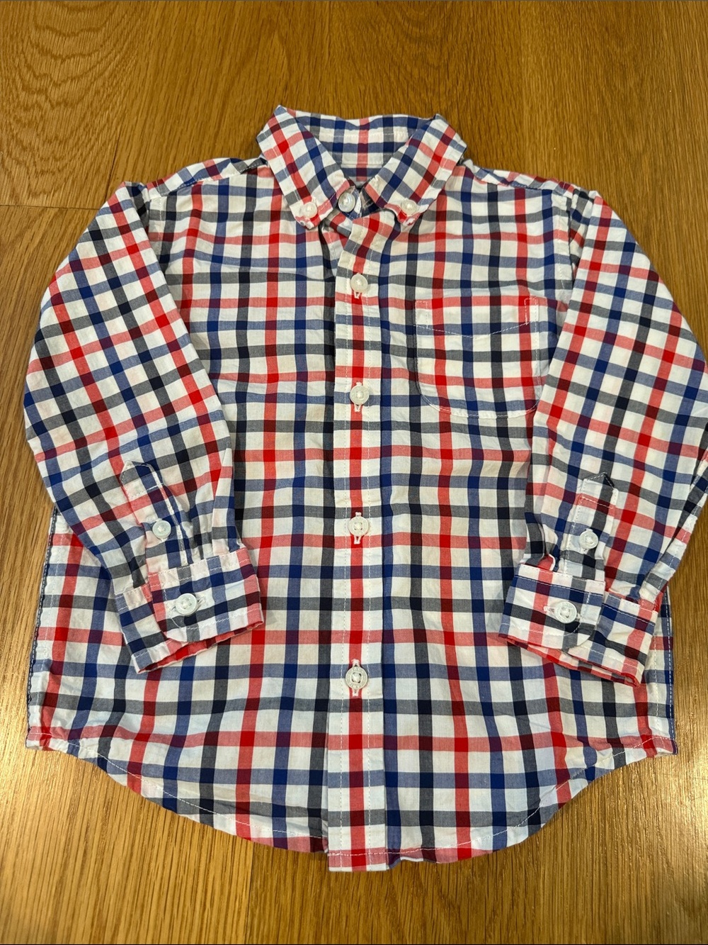 Janie and Jack Red, Blue & White Plaid Button-Down Shirt